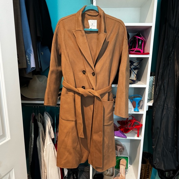 Anine Bing Dylan Camel Cashmere Blend Coat Sz S - Picture 2 of 7